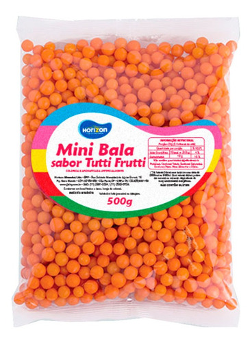 Mini Bala Sabor Tutti Frutti Laranja - 500g -  Horizon