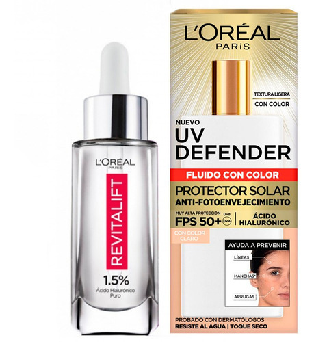 Sérum Hialuronico + Uv Defender Color Claro Loreal Paris