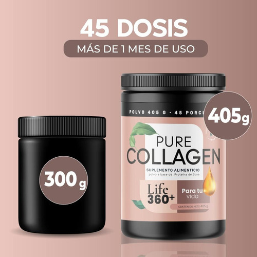 Imagen 6 de 6 de Colágeno Hidrolizado Pure Collage Life 360 Polvo 405 Gramos Sabor Sin Sabor