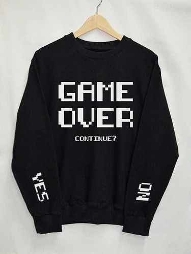 Game Over Buzo Cuello Redondo Unisex Juego Nintendo Bits Pop