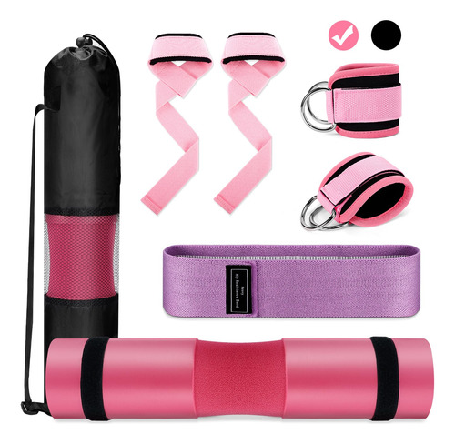 Juego De Almohadillas De Barra De Gimnasio Para Sentadillas Rosado