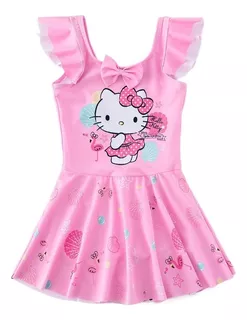 Hellokitty Traje De Baño Vestido Niñas Playa Linda Moda2024