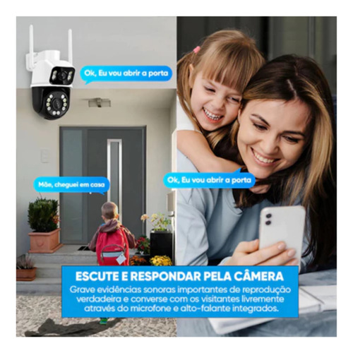 Câmera Segurança Prova D'água Lente Dupla App Yoosee Wifi Branco