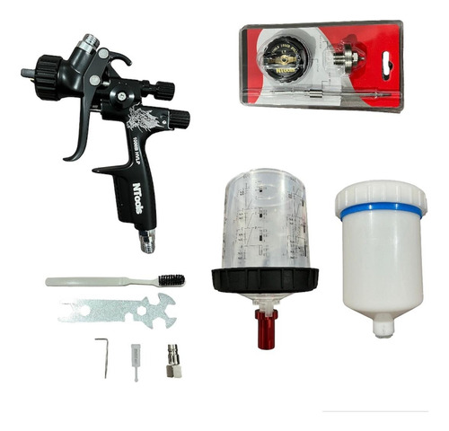Pistola De Pintura Ntools 1000b Hvlp Boquilla 1.3mm Y 1.7mm