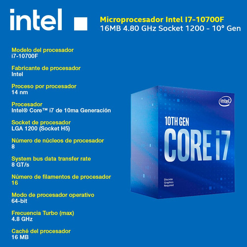 Intel Core I7 10700f 8 Núcleos Gamer Edición Excelente !! (Usado)