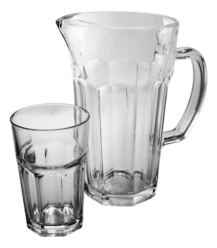 2 Jogos Para Refresco Vidro 7 Peças Jarra 1,2 L+copos 300 Ml