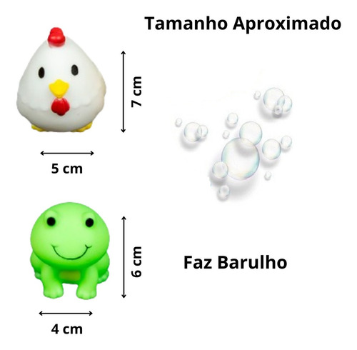 Kit Brinquedo De Vinil Hora Do Banho Animais Fazenda P/ Bebê