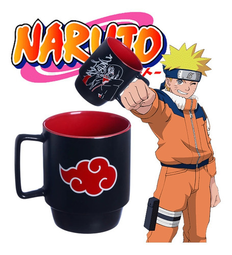 Caneca Naruto Cerâmica Itachi Sasuke Uchiha Refri Café Choco