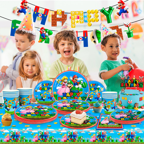 Vajilla De Fiesta De Cumpleaños De Super Mario Bros Platos