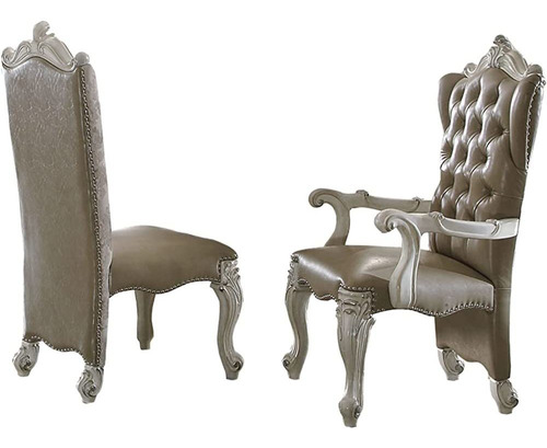 Acme Versailles Side Chair (set-2) - 61132 - Vintage Gray Pu