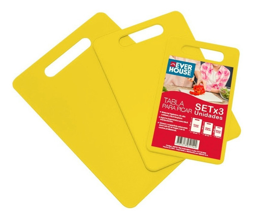 Set X 3 Tablas Picar Everhouse Amarilla Color Amarillo Liso