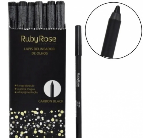 Imagem 8 de 10 de Lápis Delineador Carbon Black Ruby Rose Hb-050