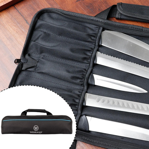 Bolsa Enrollable Para Cuchillos De Chef Estuche Para Azul