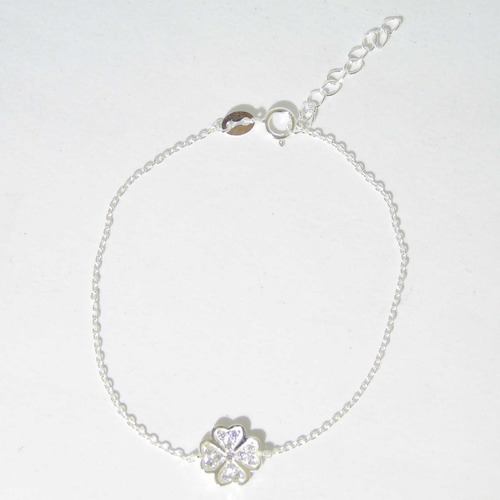 Imagen 3 de 6 de Pulsera Trébol Plata 925 Cubic Zircon Engarzado Garantía