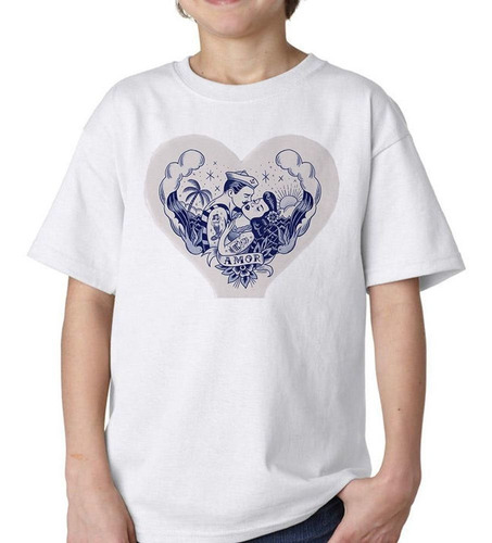 Remera De Niño Marinero Sailor Love Corazon Old School