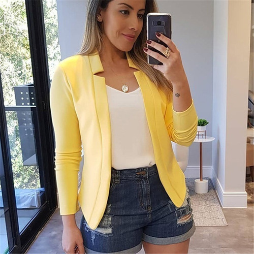 Chamarra Tipo Blazer Profesional Casual De Color Liso Temu