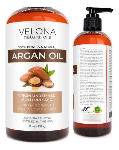 Velona Aceite De Argán - 8 Onzas | Aceite De Marruecos | E.