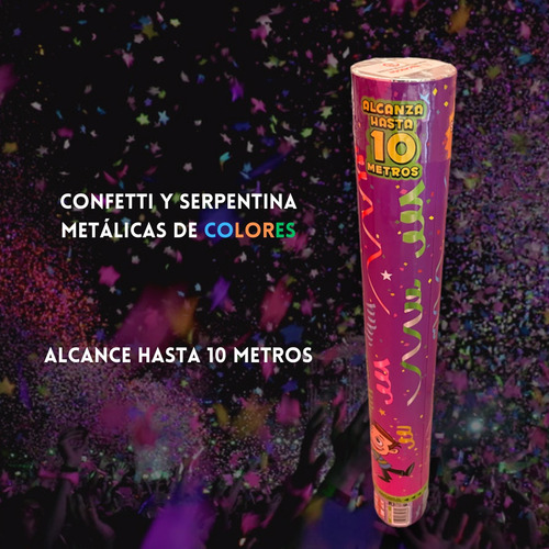 Popper Lanzador De Confetti Colores 40cm Alcance 10m Fiestas