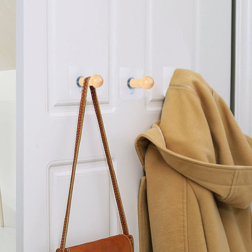 10pcs Ganchos Adhesivos De Madera Ganchos Madera Para Ropa