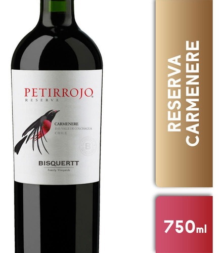 Vino Tinto Petirrojo Reserva Carmenere 750cc 1 Unidad