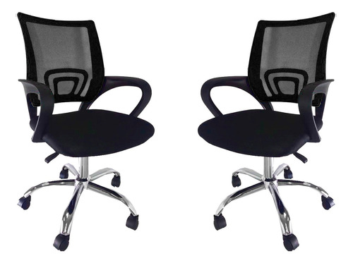 Silla Negra Para Escritorio Con Posabrazos Oferta X2