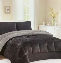 Comprar Acolchados Liso Queen 230x250 Con Dos Fundas De Regalo Negro Liso