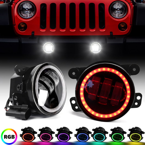 Dkmght Luz Antiniebla Led Anillo Angel Halo Rgb Para Jeep Jk