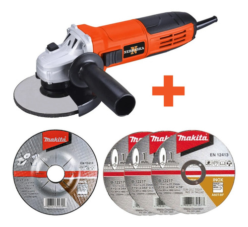 Amoladora 115mm Nebraska Nemea06115 700w + Discos Sin Int