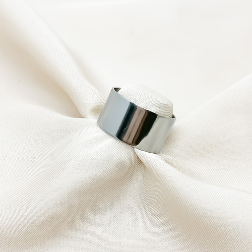 Anillo Cinta Ancha Acero Regulable 10 Mm Pulido B) Mediano
