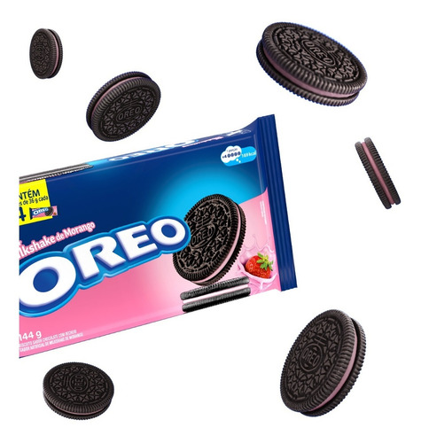 Imagem 7 de 8 de Biscoito Recheado Milkshake De Morango Oreo 144g
