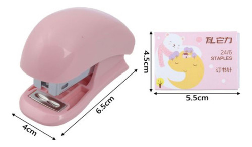 Mini Corchetera Grapadora Pequeña Macaron Kawaii Mas Grapas