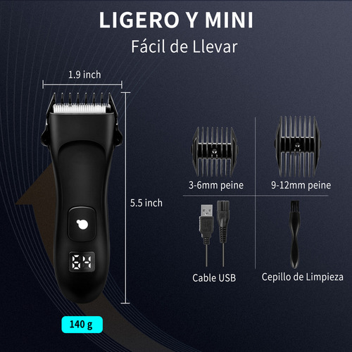 Barbeador elétrico completo, barbeador de barba, aparador corporal recarregável, área íntima, cabelo, cabelo, pernas, corpo, Ipx7, à prova d'água, máquina de barbear, cor preta B-0564bk