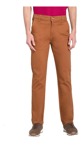 Pantalón Oggi Hombre Fredoka Gabardina Corte Recto Café