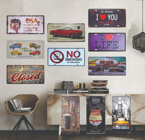 Imagen 6 de 10 de 10 Placas Decorativas Vintage Poster Decorativa Metal 30x15