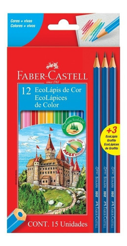 Lápices De 12 Colores Faber-castell Y 3 Lápices De Grafito