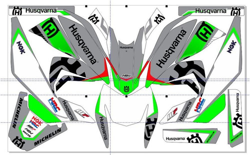 Graficos  Para  250z Negra Husq-varna Gris