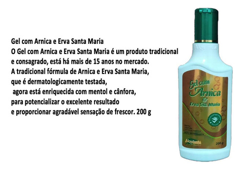  Kit 12 Unid Gel Massagem Arnica Erva Santa Maria Alquimia