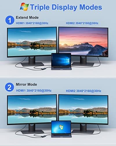 Hub Usb C Dual Hdmi, Adaptador Usb C A Monitores Duales A Do