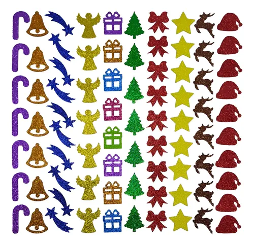 100 Apliques De Natal Enfeites Natalinos Eva Glitter | MercadoLivre
