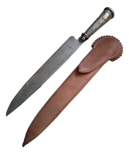 Cuchillo De Veinte Cms De Hoja Cabo De Plata Y Oro