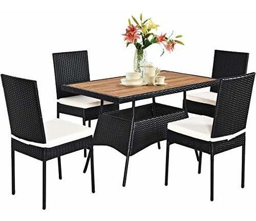 Imagen 10 de 10 de Tangkula Juego De Comedor De Mimbre Para Patio, Mesa Y Silla