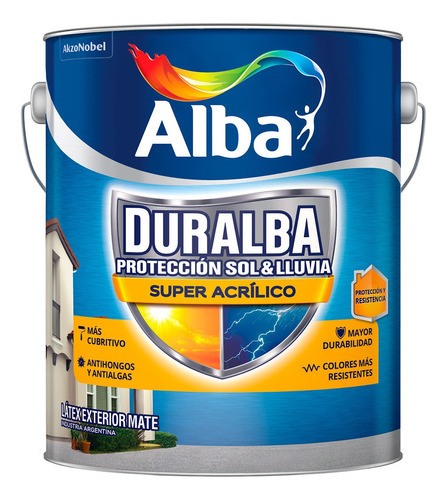 Duralba Latex Exterior Acrilico Antialga 4lt Colores Rex Color Gris Cemento