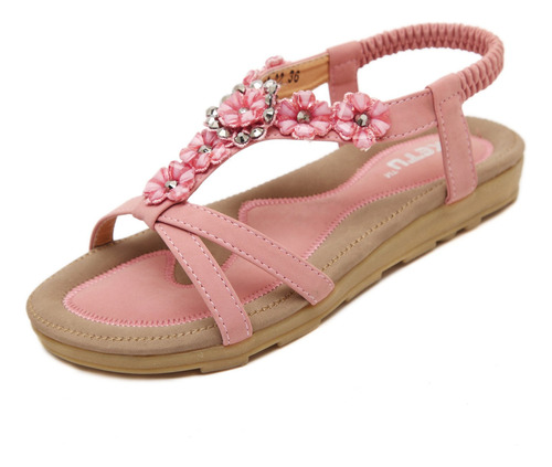 Insun Women's Pink T Strap Flat Sandal 10  B071lqdlr6_190324