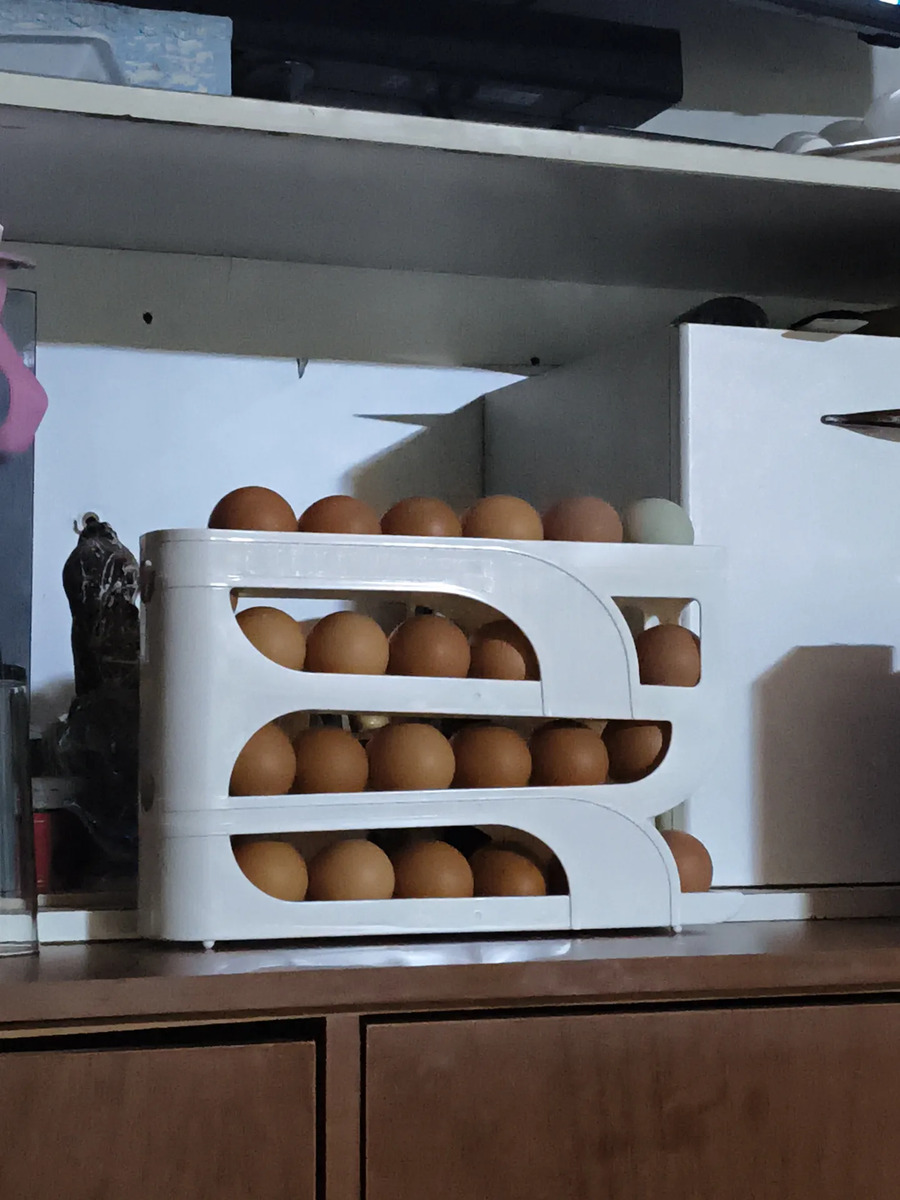 Foto real de Huevera - Dispensador Organizador De 4 Niveles Blanco