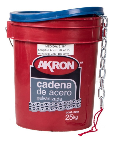 Cadena Galv 3/16puLG Cubeta Con 62m Akron Stark 25kg 15-61 Color Plateado