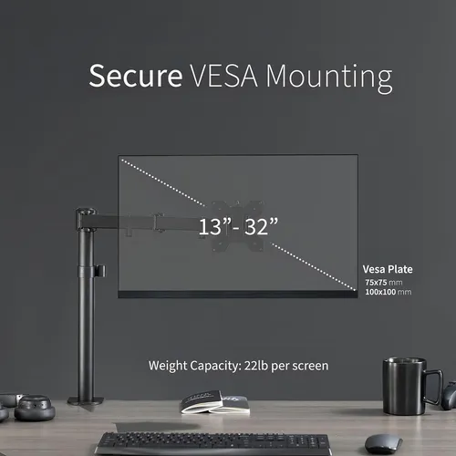 Vivo Single Monitor Arm Desk Mount, Holds Screens Up To 3