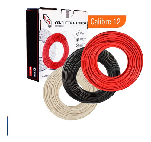 Cable Calibre 12 100 M - 3 Negro / 3 Rojo