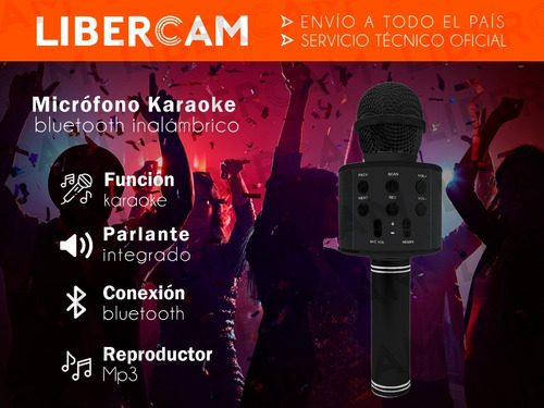 Imagen 3 de 10 de Microfono Karaoke Bluetooth Inalambrico Parlante Recargable