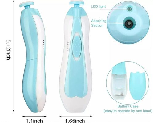 CREATOR Recortadora De Uñas Eléctrica Para Bebé Con Luz Led, 6 Cabezas Intercambiables, Lima Suave Antirrayones, Cortador Seguro Para Recién Nacido, Cuidado Infantil Portátil Y Silencioso