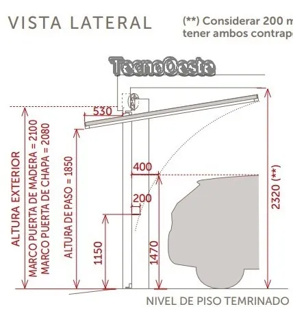 Portón Levadizo Manual Oblak 2331 Madera Garage Cochera